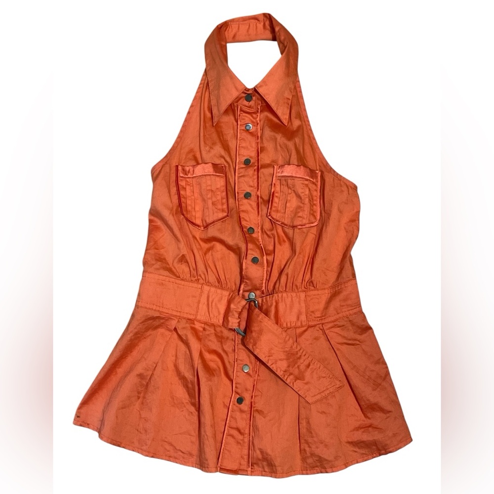Orange Halter Top with Belt